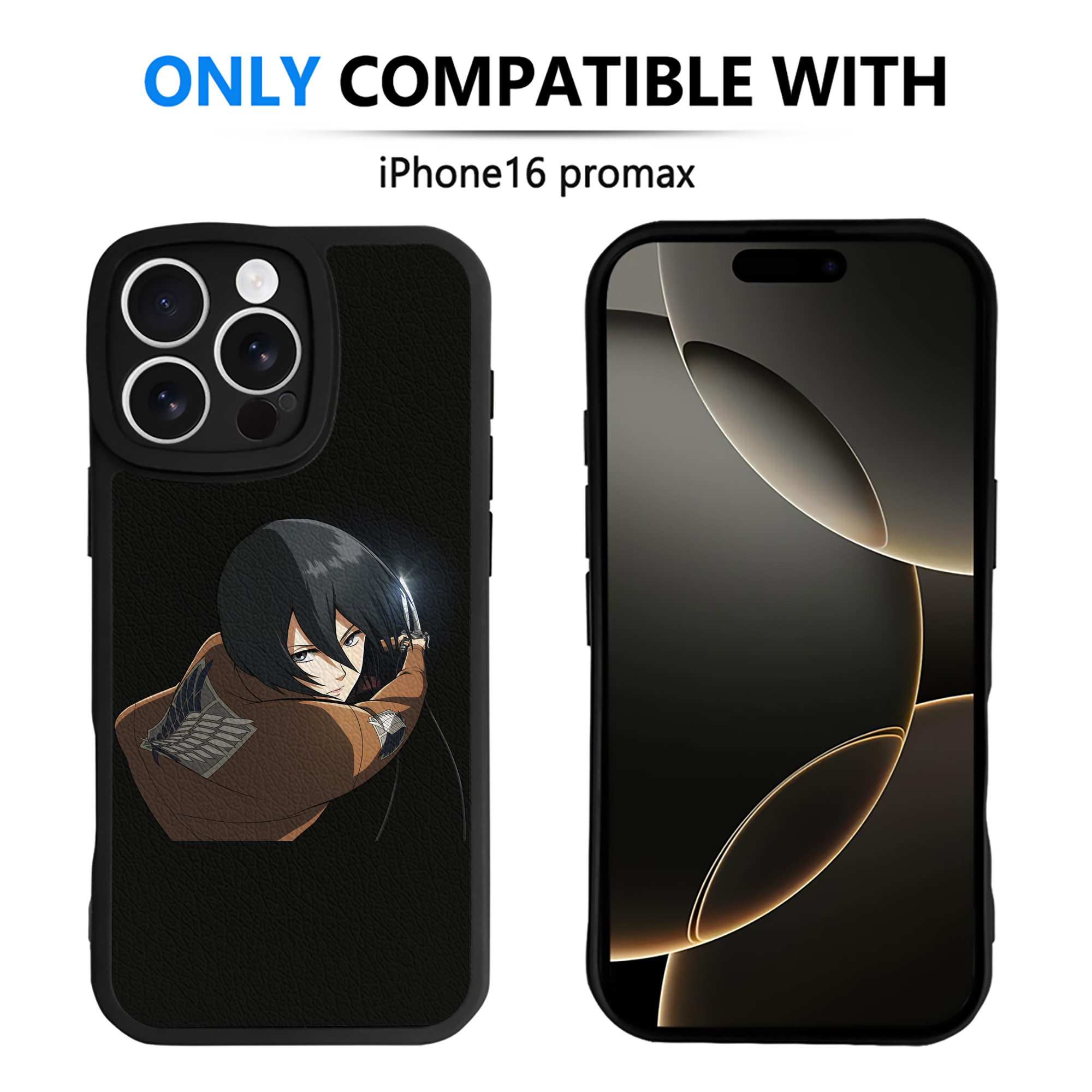 （画像用） 進撃の巨人 ミカサ·アッカーマン Attack on Titan Mikasa Ackerman 【iPhone 16シリーズ対応】シリコンスマホケース（レザー調） 材質：シリコン